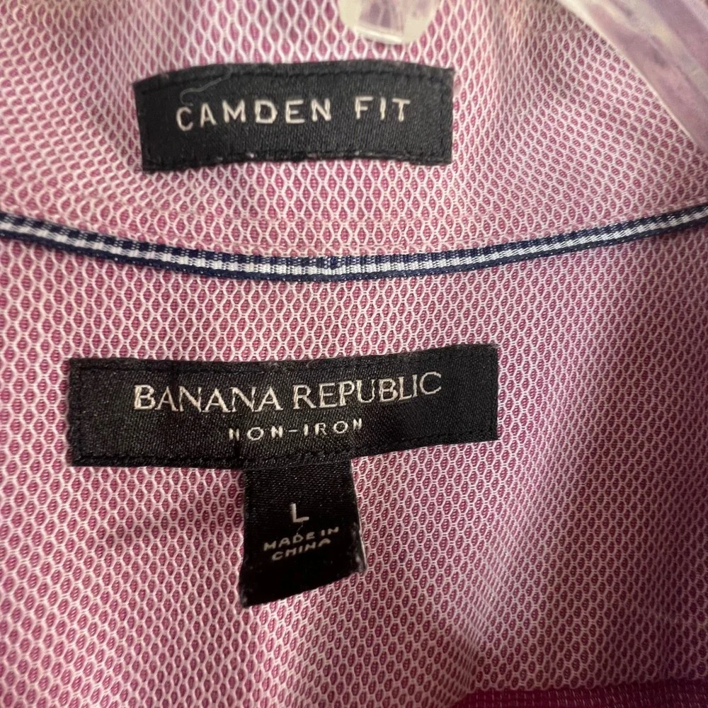 Banana Republic Camden Fit Non-Iron Purple Textured Button Down Shirt Mens L